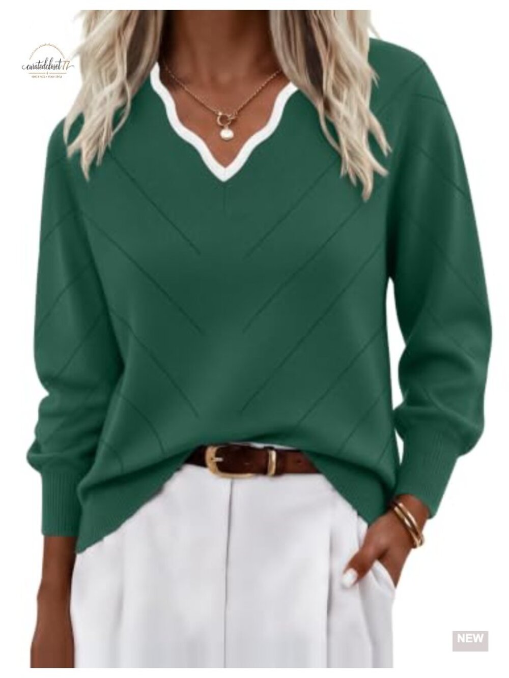 Ekouaer Womens V Neck Knit Sweater Lightweight Long Sleeve Pullover Fall Top